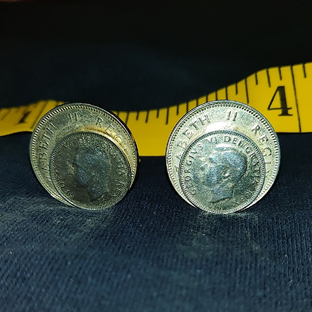 Vintage Folk Art Clip On Earrings South African Coins 1956